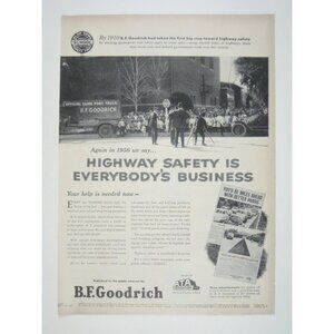BF Goodrich 1956 Tires and Highway Safety Print Ad Automobile Cars